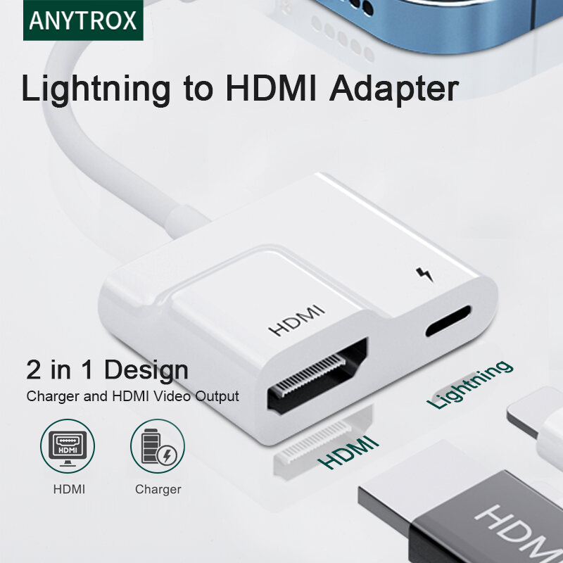ANYTROX Lightning to HDMI Adapter with Fast Charging Port iPhone Screen to TV Projector/Monitor