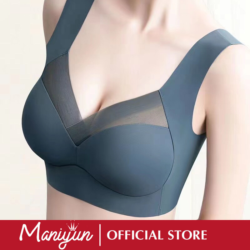Maniyun Seamless Latex Bra Women Summer Comfort Ice Silk Non-wired Full Cup Bra Sexy Mesh Push Up Sleeping Bra
