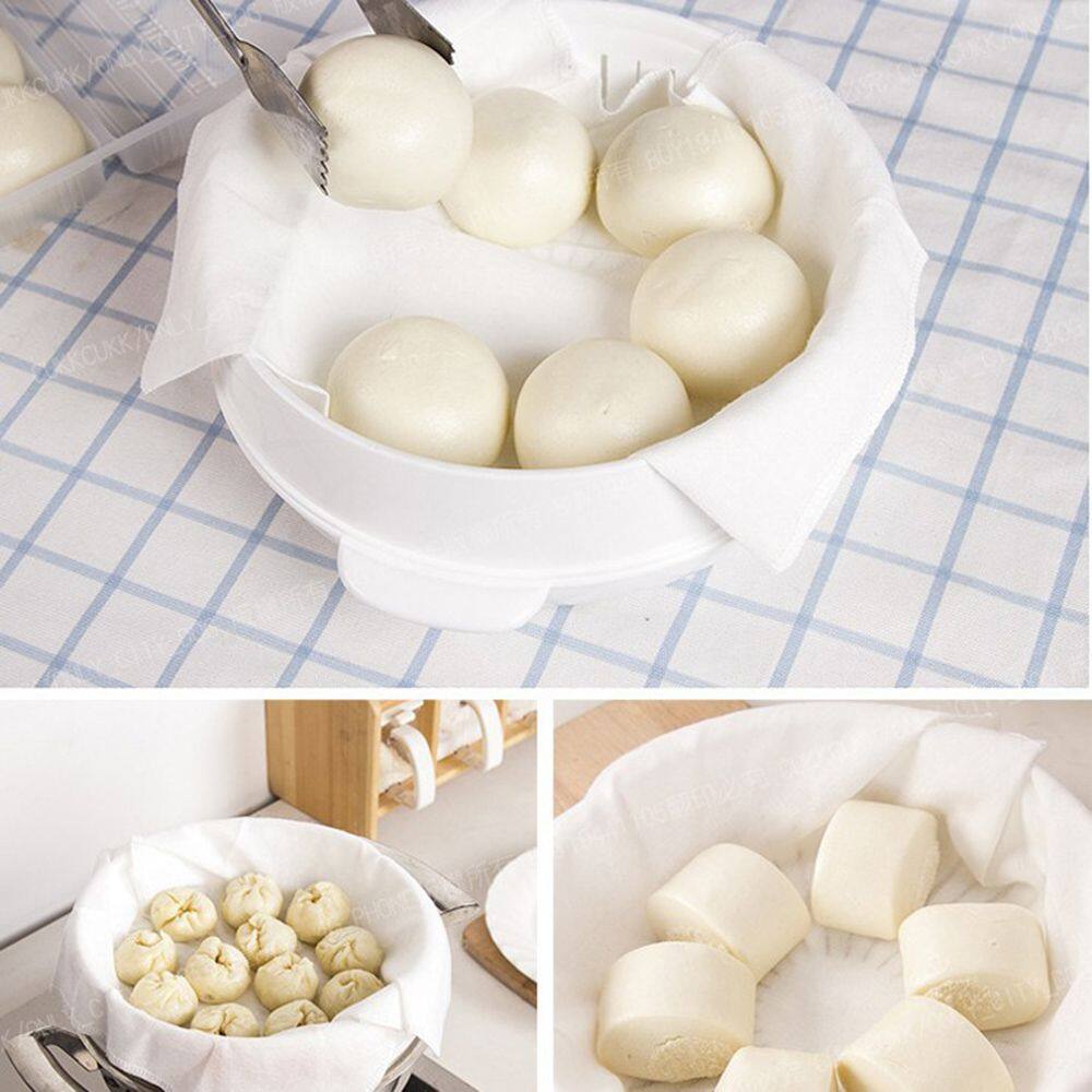 5Pcs Round Kitchen Gadget Steamer Rack Pad Pure Cotton Dumpling Pastry Steamer Cloth Gauze Pad Non-Stick Cooking Tools