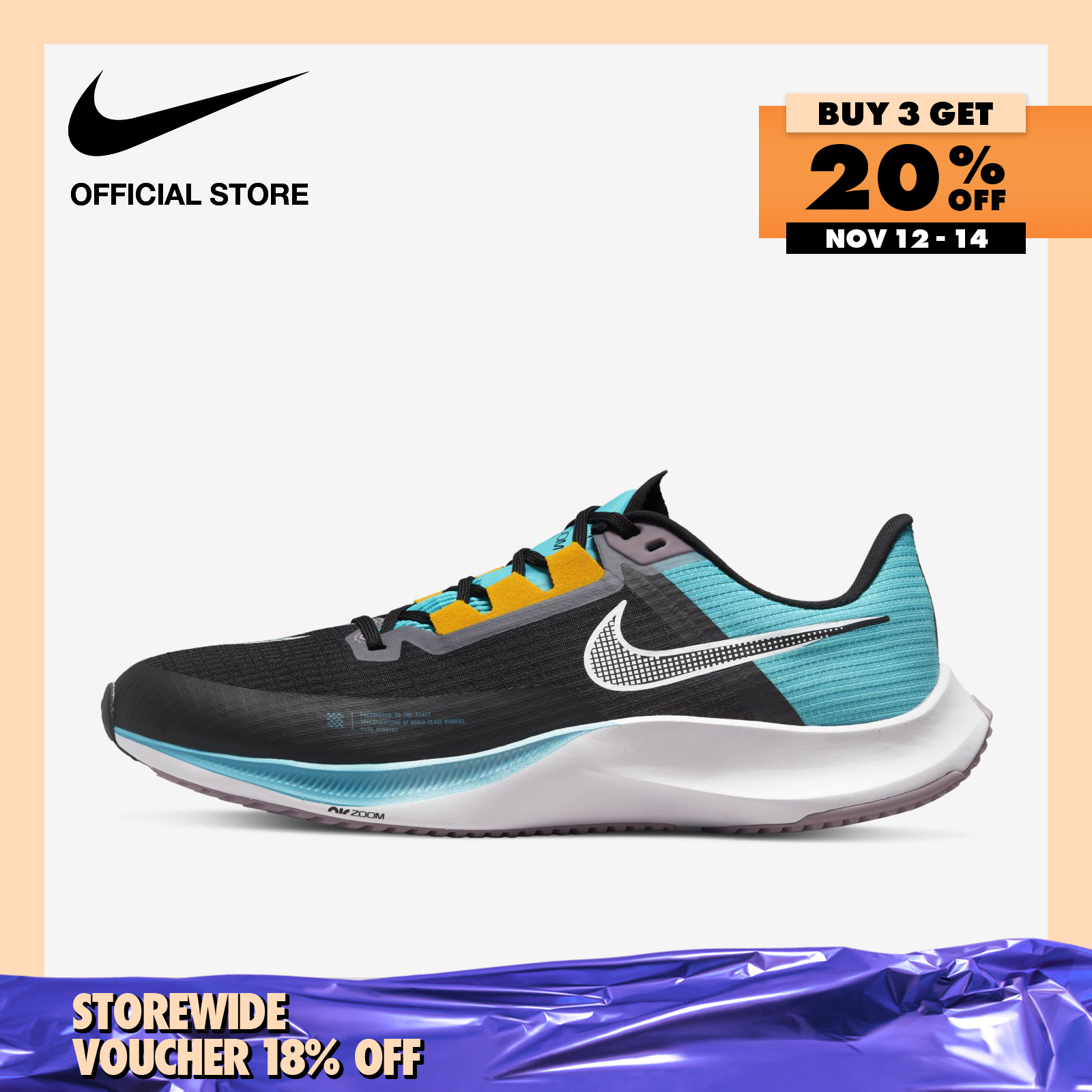 Nike Men's Air Zoom Rival Fly 3 Road Racing Shoes - Black