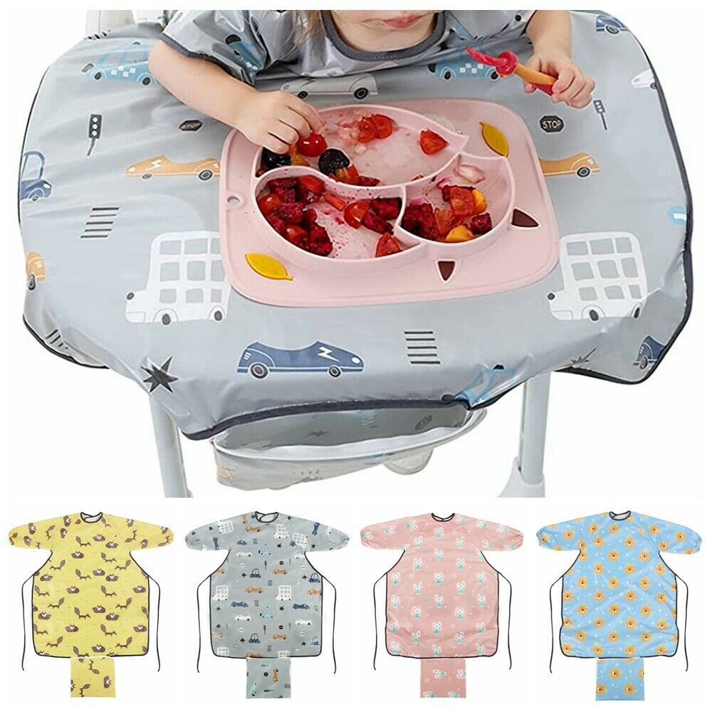 OKDEALS Comfortable Wipe Clean Highchair Coverall Baby Bibs Long Sleeves Feeding Bibs Baby Toddler