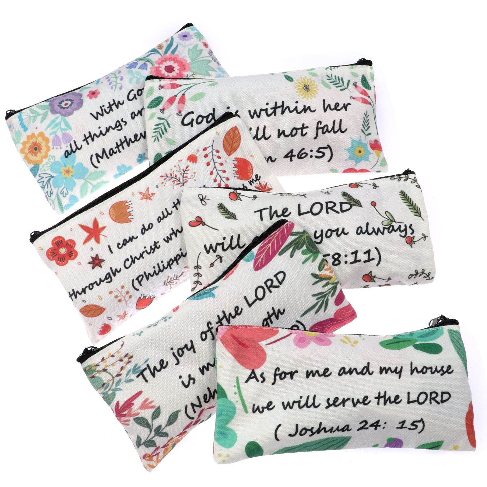 JOJO Ioffersuper 6Pcs Bible Pencil Bags Inspirational Quote Bible Verse Pencil Case P