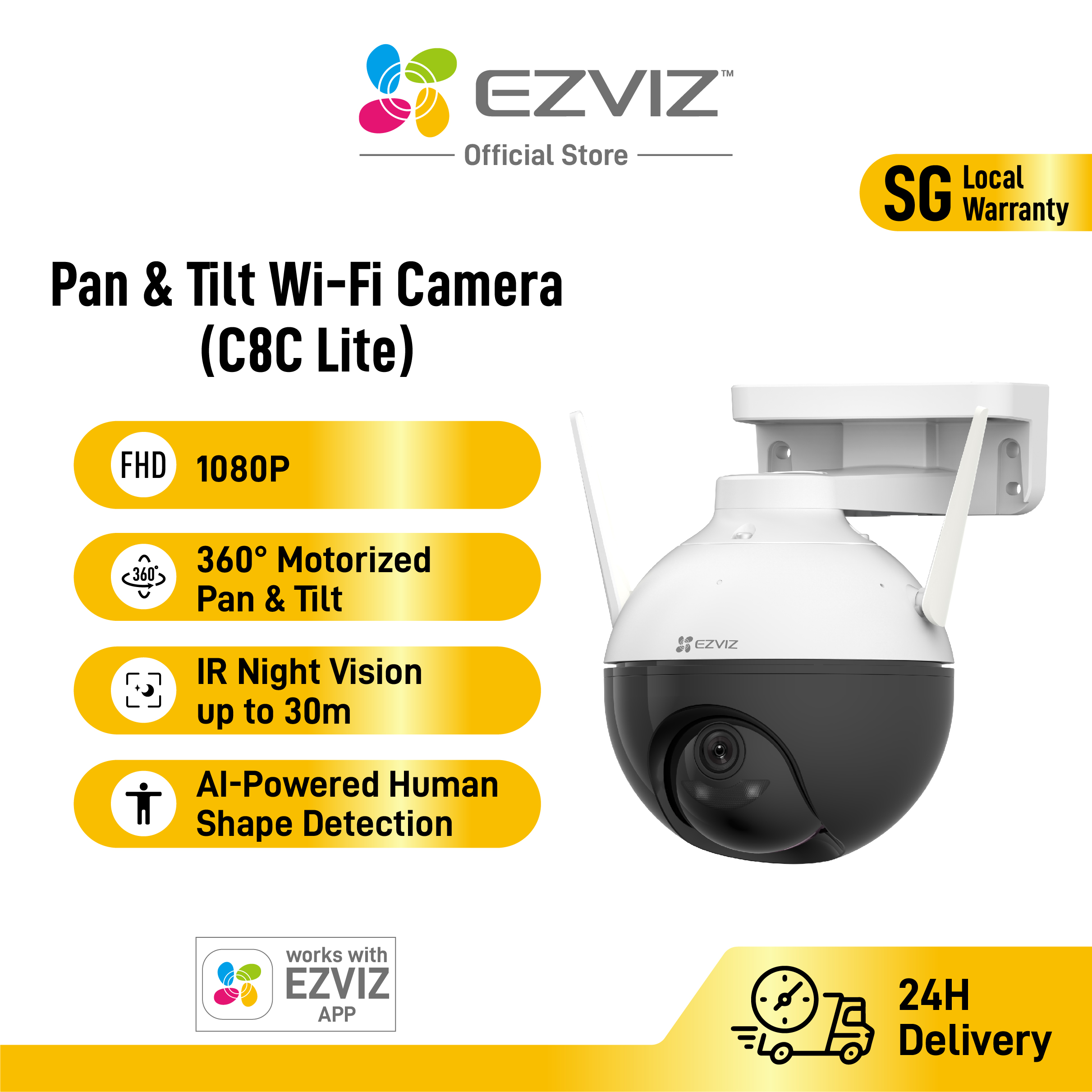 【SG warranty】EZVIZ C8C Lite 1080P 2MP 4mm Pan & Tilt Wi-Fi Camera Outdoor Wireless  CCTV Camera 32/64/128/256GB