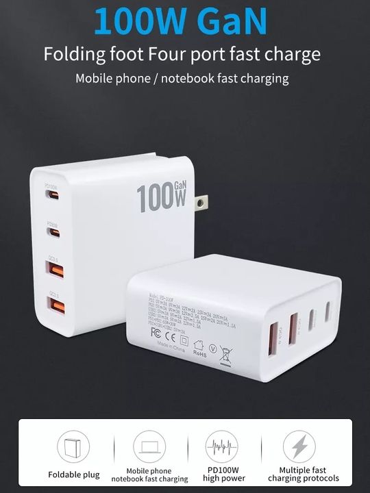 GaN 100W 65W 50W 48W Charger Adapter USB C Quick Charge QC3.0 Fast Charging PD 45W 20W Type C Cable Speed Charge